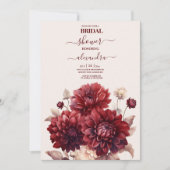 Elegant Watercolor Burgundy Dahlia Bridal Einladung (Vorderseite)