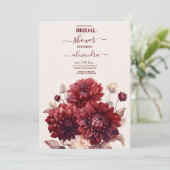 Elegant Watercolor Burgundy Dahlia Bridal Einladung (Stehend Vorderseite)
