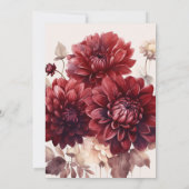 Elegant Watercolor Burgundy Dahlia Bridal Einladung (Rückseite)
