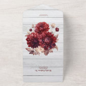 Elegant Watercolor Burgundy Dahlia Wedding All In One Einladung (Außenbereich)