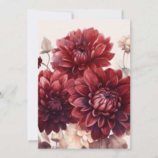 Elegant Watercolor Burgundy Dahlia Wedding Einladung (Rückseite)
