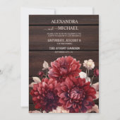 Elegant Watercolor Burgundy Dahlia Wedding Einladung (Vorderseite)