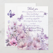 Elegant Watercolor Butterfly First Birthday Dankeskarte (Vorne/Hinten)