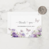 Elegant Watercolor Butterfly kisses danke Baby Mitteilungskarte (Vorderseite/Rückseite Beispiel)