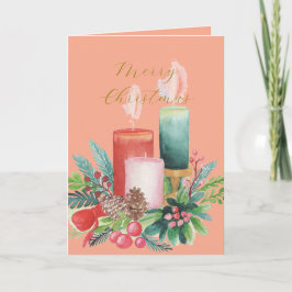 Elegant Watercolor Candlelight Christmas Card Karte