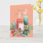 Elegant Watercolor Candlelight Christmas Card Karte (Gelbe Blume)