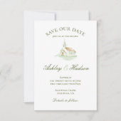 Elegant Watercolor Chapel Photo Save the Date (Vorderseite)