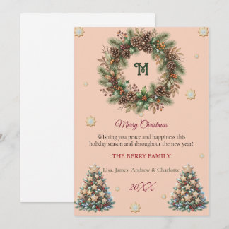 Elegant Watercolor Christmas Family Card Feiertagskarte