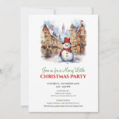 Elegant watercolor Christmas scene party invite Einladung (Vorderseite)