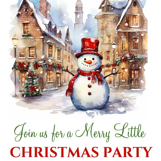 Elegant watercolor Christmas scene party invite Einladung