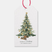 Elegant Watercolor Christmas Tree Geschenkanhänger (Rückseite)