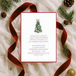Elegant Watercolor Christmas Tree Holiday Party  Einladung
