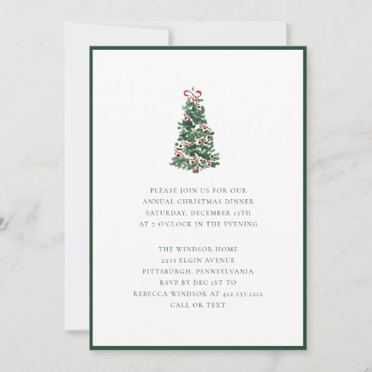 Elegant Watercolor Christmas Tree Holiday Party  Einladung (Vorderseite)