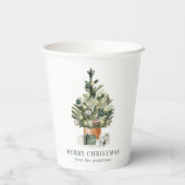Elegant Watercolor Christmas Tree Pappbecher (Rückseite)