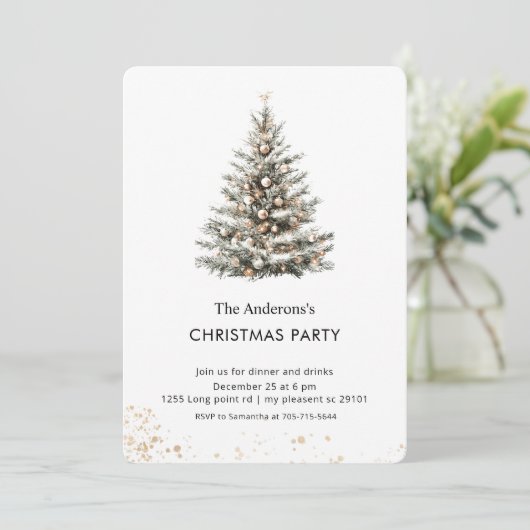 Elegant Watercolor Christmas Tree Party Einladung (Stehend Vorderseite)