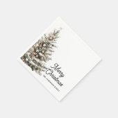Elegant Watercolor Christmas Tree Personalized  Serviette (Ecke)