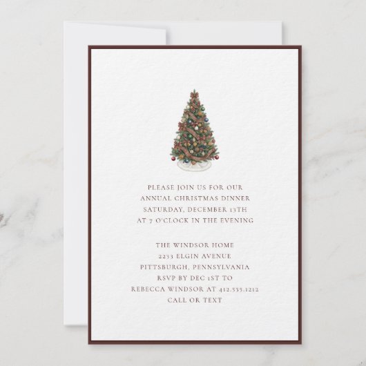 Elegant Watercolor Christmas Tree Plaid Einladung (Vorderseite)