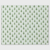 Elegant Watercolor Christmas Tree Wrapping Paper Geschenkpapier (Flach)