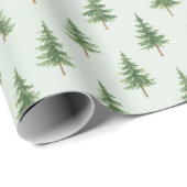 Elegant Watercolor Christmas Tree Wrapping Paper Geschenkpapier (Rolleneckpunkt)