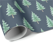 Elegant Watercolor Christmas Tree Wrapping Paper Geschenkpapier (Rolleneckpunkt)