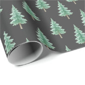 Elegant Watercolor Christmas Tree Wrapping Paper Geschenkpapier (Rolleneckpunkt)