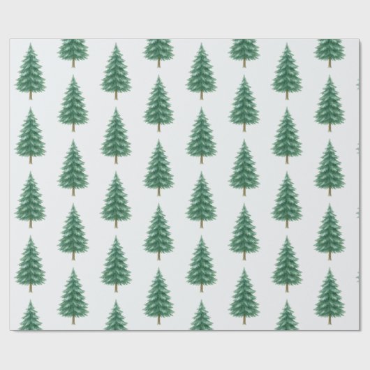 Elegant Watercolor Christmas Tree Wrapping Paper Geschenkpapier (Flach)