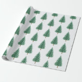 Elegant Watercolor Christmas Tree Wrapping Paper Geschenkpapier (Ungerollt)