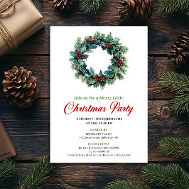 Elegant watercolor Christmas wreath dinner invite Einladung