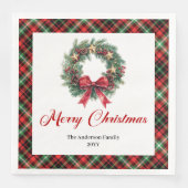 Elegant Watercolor Christmas Wreath Napkins Serviette (Vorderseite)