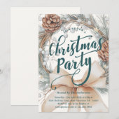 Elegant Watercolor Christmas Wreath Party Einladung (Vorne/Hinten)