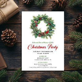 Elegant Watercolor Christmas Wreath Party Invite Einladung