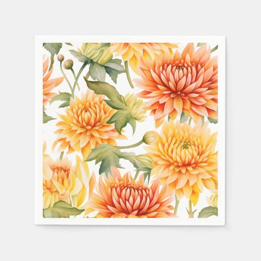 Elegant Watercolor Chrysanthemum Serviette (Vorderseite)