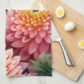 Elegant Watercolor Chrysanthemums Geschirrtuch (Viertel Falte)