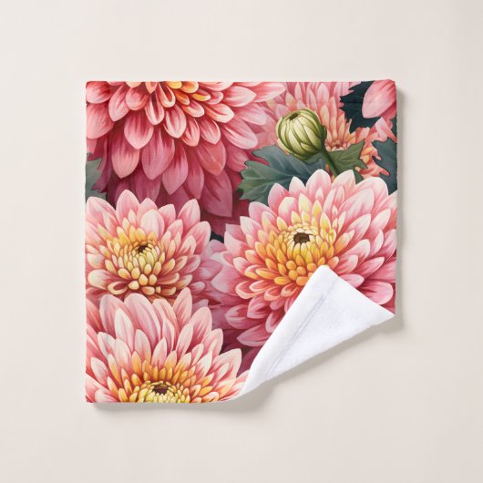 Elegant Watercolor Chrysanthemums Waschlappen (Waschlappen)
