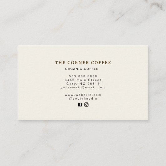Elegant watercolor Coffee shop Visitenkarte (Rückseite)