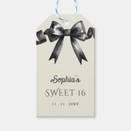 Elegant Watercolor Coquette Black Bow Sweet 16 Geschenkanhänger