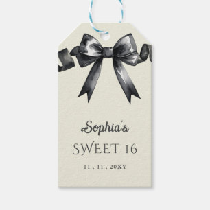 Elegant Watercolor Coquette Black Bow Sweet 16 Geschenkanhänger