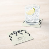 Elegant Watercolor Coquette Black Bow Sweet 16 Rechteckiger Pappuntersetzer (Vor Ort)