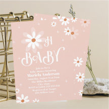 Elegant Watercolor Daisy Oh Baby Shower