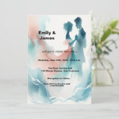 Elegant Watercolor Dancing Couple Wedding Invitati Einladung (Stehend Vorderseite)
