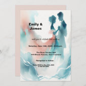 Elegant Watercolor Dancing Couple Wedding Invitati Einladung (Vorne/Hinten)