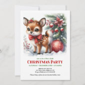 Elegant watercolor deer snowy forest Christmas Einladung (Vorderseite)