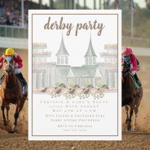 Elegant Watercolor Derby Party Racing Horses 