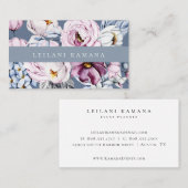 Elegant Watercolor Dusty Blue Mauve Floral Visitenkarte (Vorne/Hinten)
