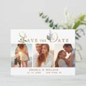 Elegant Watercolor Eucalyptus 3 FOTO Wedding Save The Date (Stehend Vorderseite)