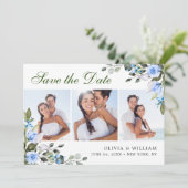 Elegant Watercolor Eucalyptus 3 FOTO Wedding Save The Date (Stehend Vorderseite)