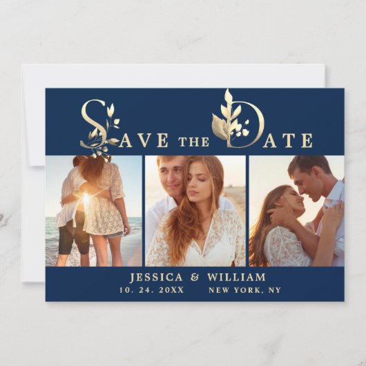 Elegant Watercolor Eucalyptus 3 FOTO Wedding Save The Date (Vorderseite)