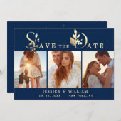Elegant Watercolor Eucalyptus 3 FOTO Wedding Save The Date (Vorne/Hinten)