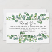 Elegant Watercolor Eucalyptus Baby Shower Dankeskarte (Vorderseite)