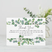 Elegant Watercolor Eucalyptus Baby Shower Dankeskarte (Stehend Vorderseite)